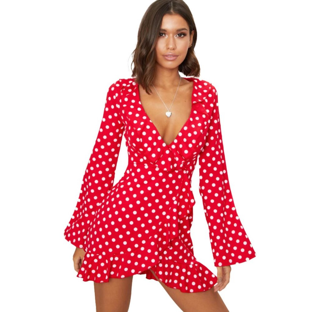 NWOT PRETTYLITTLETHING Polka Dot Frill Dress #QQ10